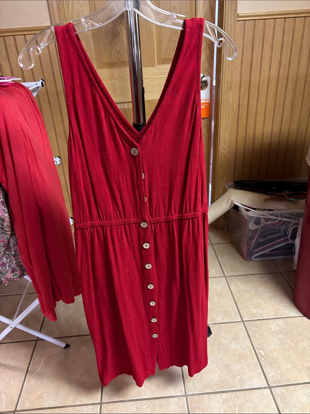 Universal Thread Red Button-Front Midi Dress